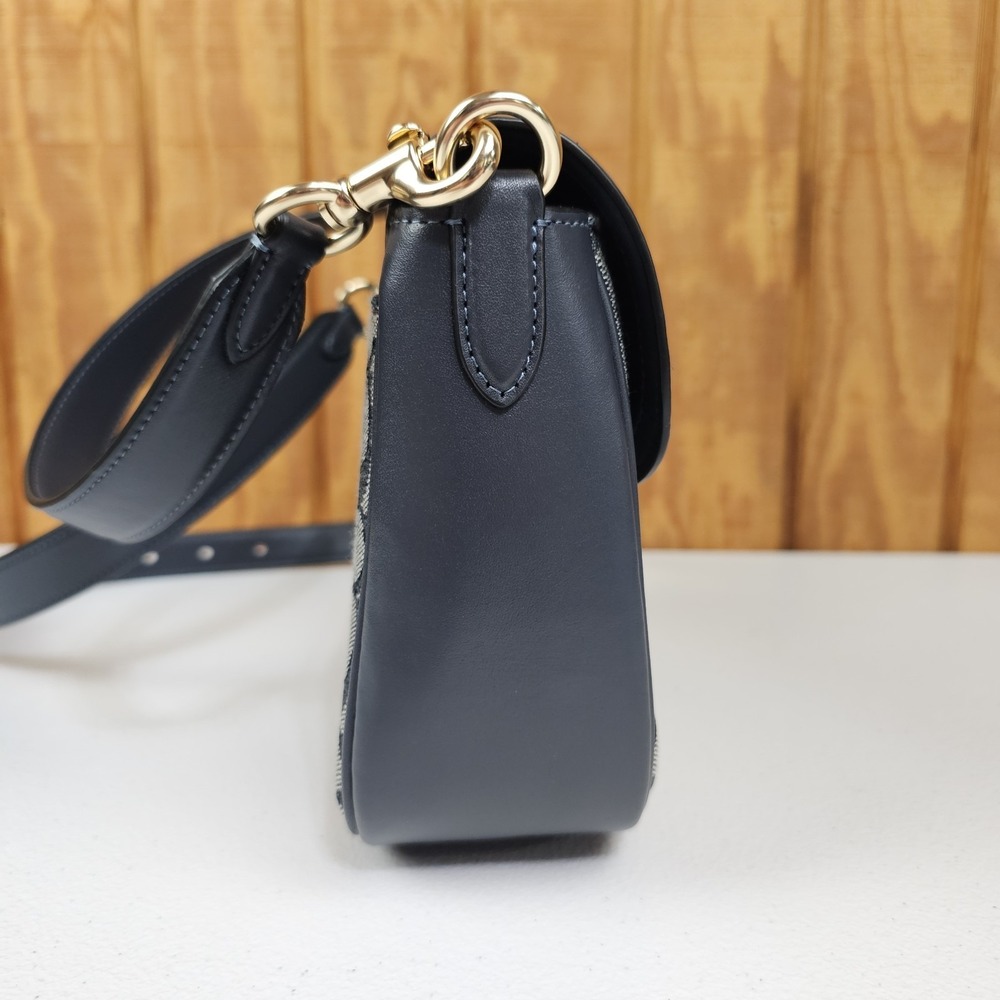 Coach Amelia Saddle Bag In Signature Jacquard Midnight Navy Cu998 Crossbody - Picture 8 of 13